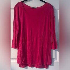 Women's Kokun Pink 3/4 Sleeved Bamboo/Cashmere Blend Top